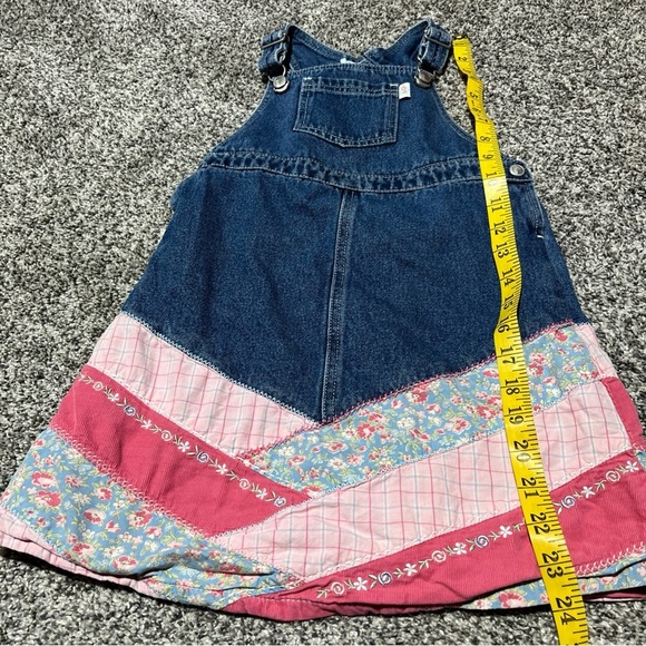 Vintage Girls 7 Xxl Gymboree Denim Overall Bib Dress patchwork Bandana Y2K - Picture 2 of 8